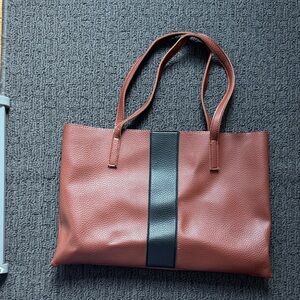Vince Camuto Brown Tote with Black Stripe